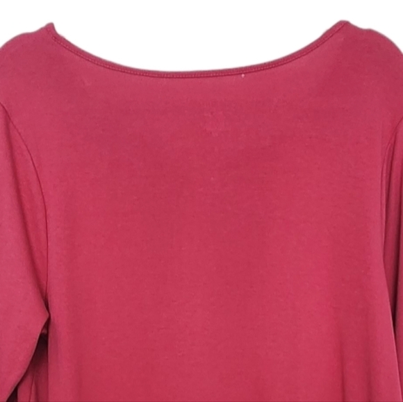 J Jill 100% Pima Cotton Splice Neck 3/4 Sleeve Shirttail Top Size Petite Large. - Picture 7 of 11